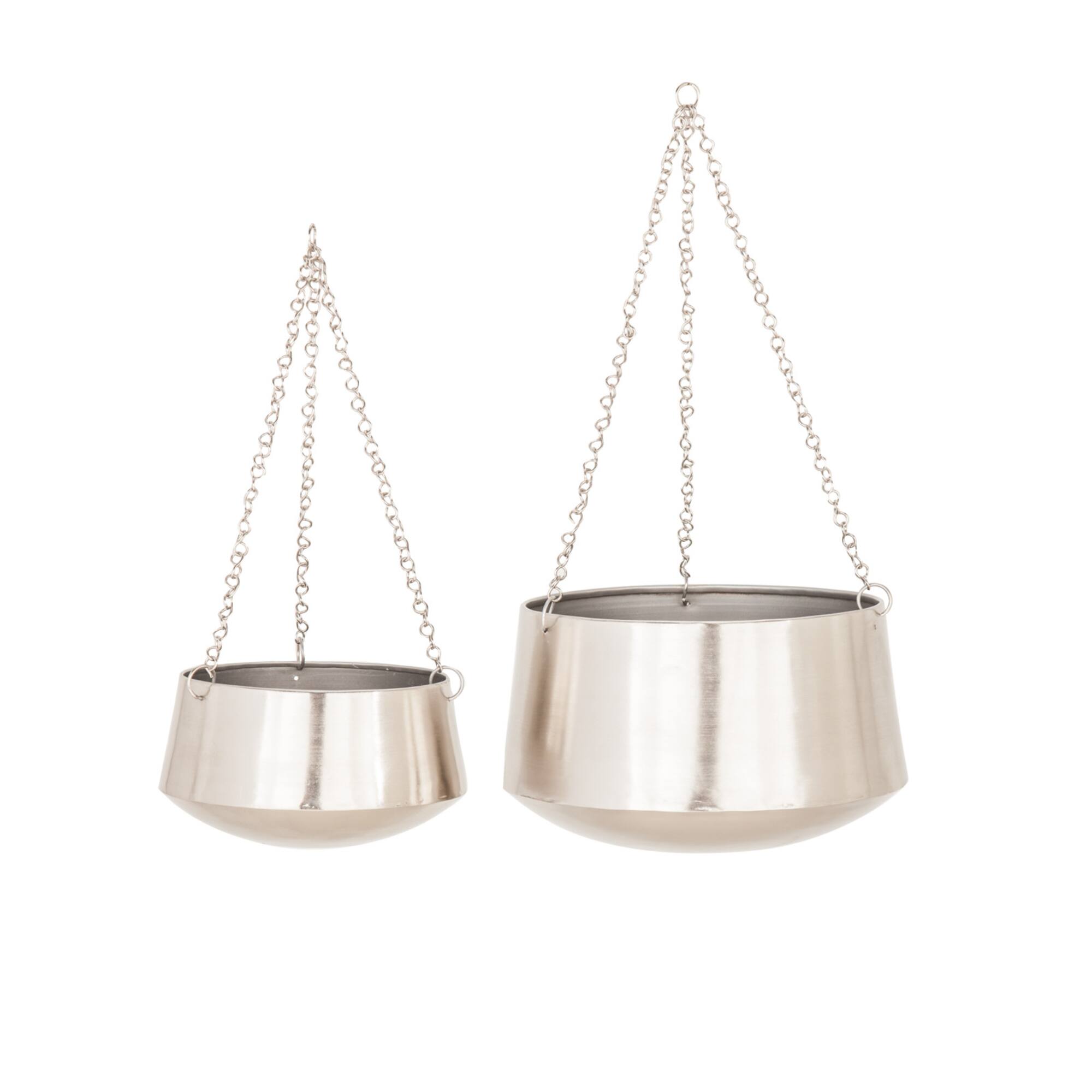 Silver Metal Glam Planter Set